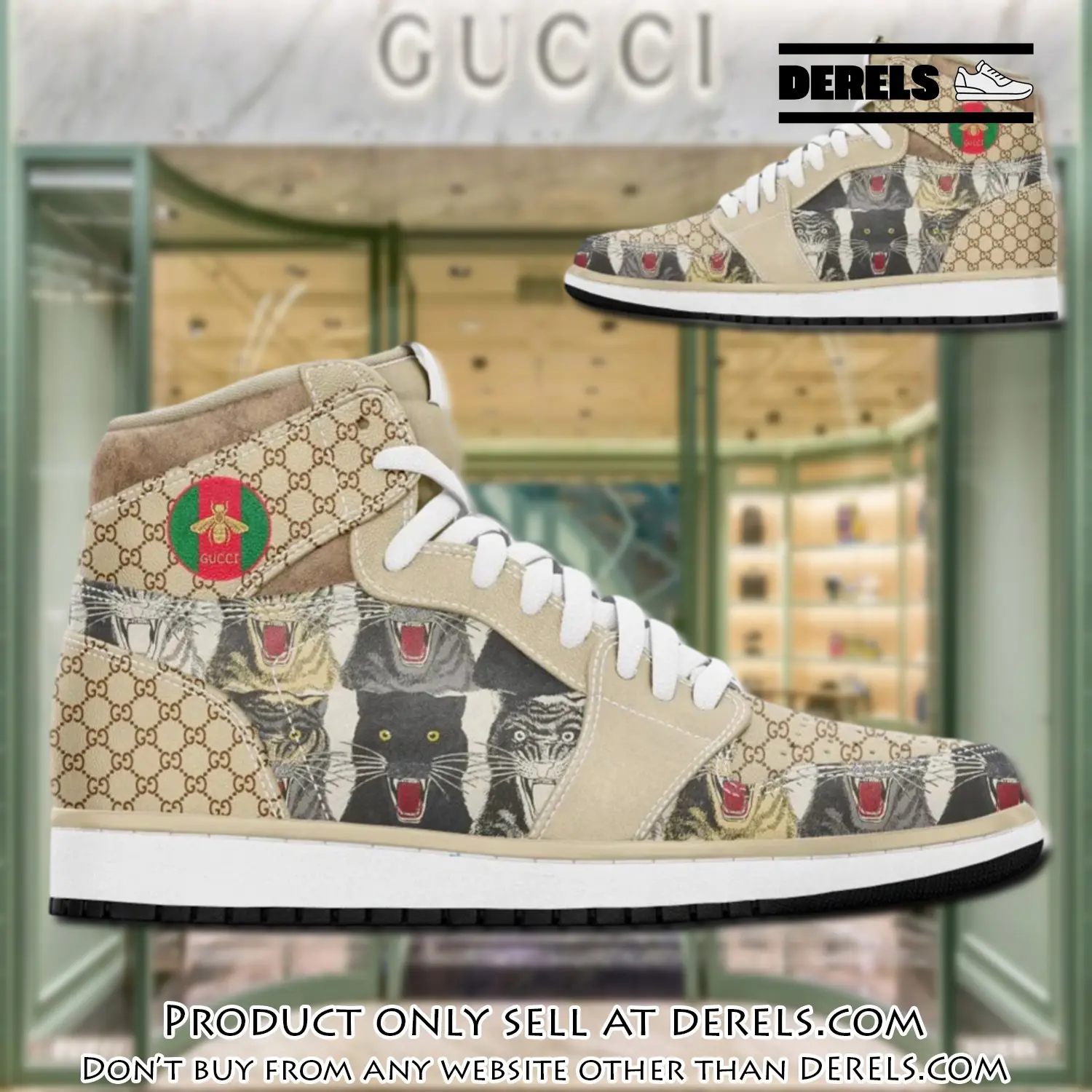 Gucci panther beige luxury brand high air jordan sneaker shoes dr0849468